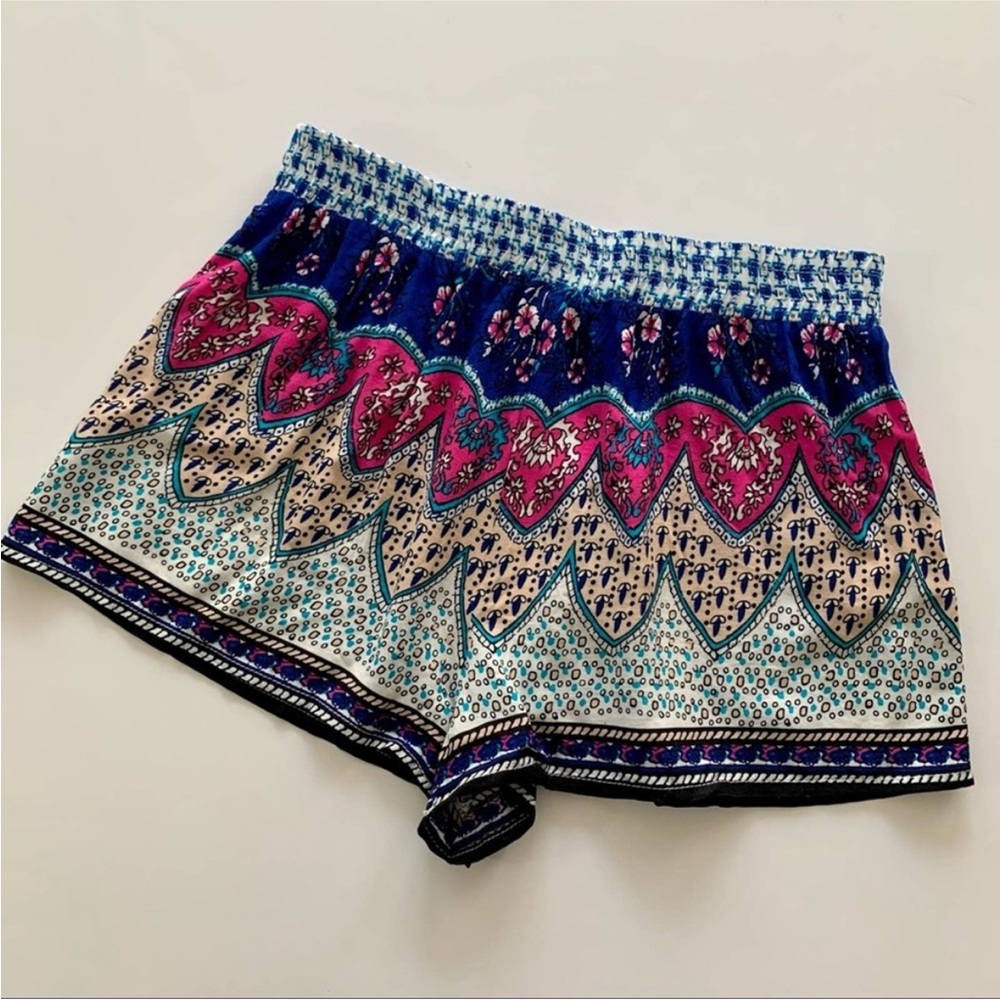 LF Millau | Blue & Pink Boho Pull On Shorts Small